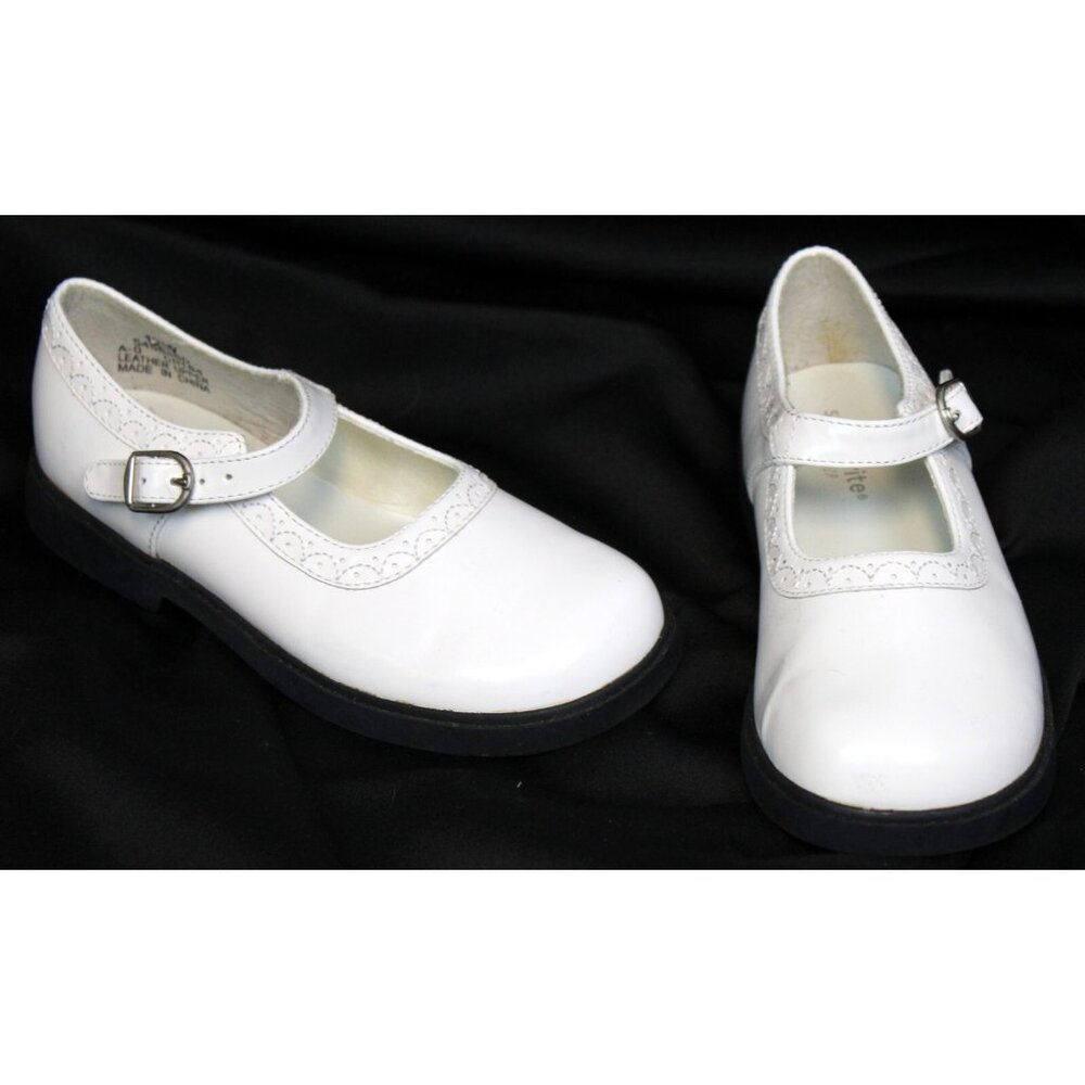 Stride Rite White Dress Shoes Mary Janes sz 12W Decorative Edge Stitch Ankle Str
